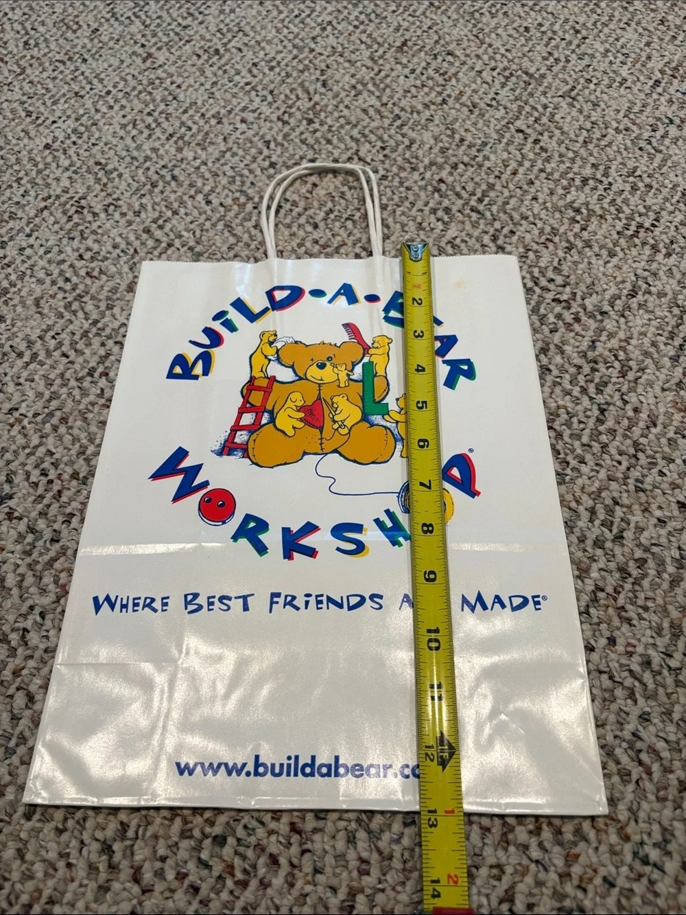 Build-A-Bear White Gift Bags with Colorful Logo - Set of 2. Y2K